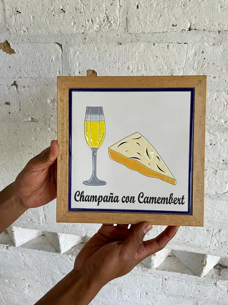 Bandeja Quesos Azulejo Y Marco De Madera