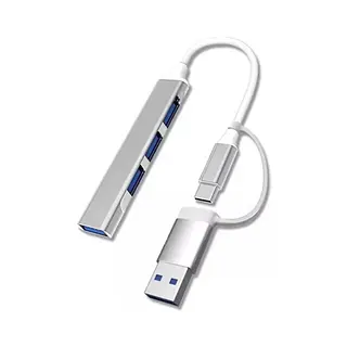 Hub 4 Puertos Usb 2.0 2 En 1 Type C+Usb