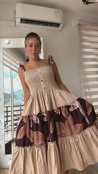 Vestido Largo Café Estampado