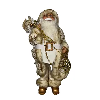 Papa Noel En Blanco Y Dorado Con Regalos