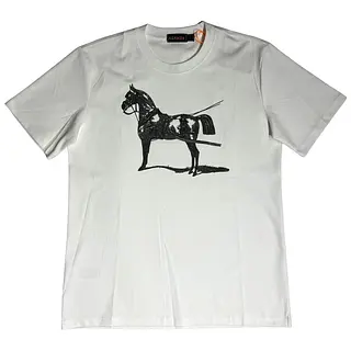 Camiseta Blanca Talla L Hermes Estamapado Caballo