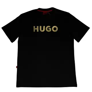 Camiseta Negra Talla L Con Hugo Dorado Alto Relieve