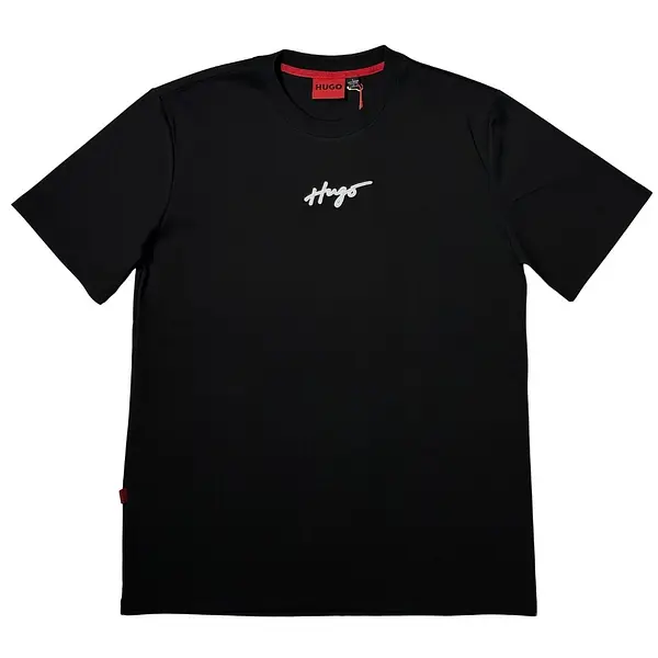 Camiseta Negra Talla L Con Estampado Hugo Alto Relieve