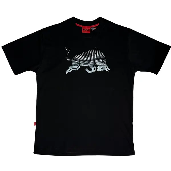 Camiseta Negra Talla Con Estampado Hugo Toro
