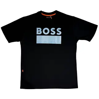 Camiseta Negra Talla Xl Y M Con Estampado Boss Azul