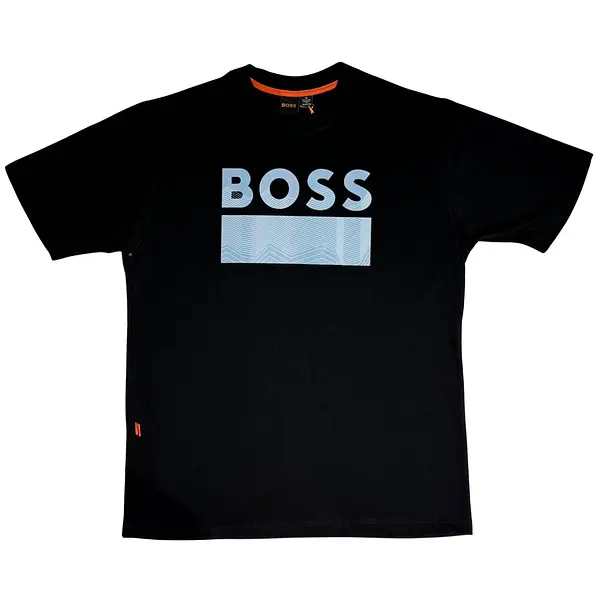 Camiseta Negra Talla Xl Y M Con Estampado Boss Azul