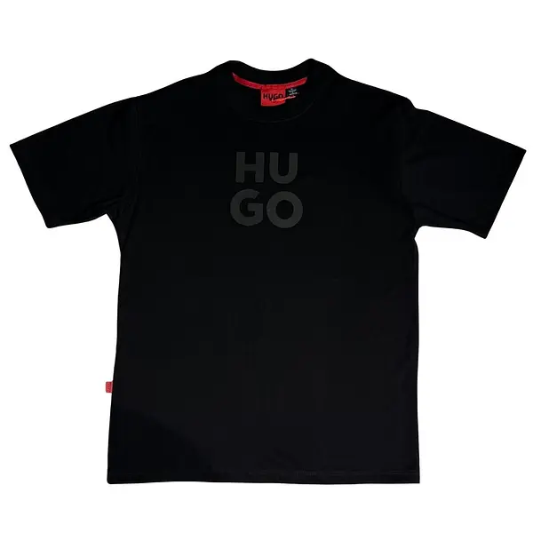 Camiseta Negra Talla Xl Con Estampado Hugo Alto Relieve