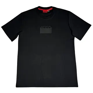 Camiseta Negra Con Estampado Hugo Alto Relieve