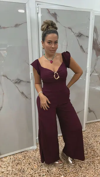 Enterizo Vino Tinto En Tela Crepé Para Mujer