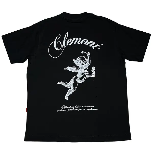 Camiseta Negra Talla L Con Estampado Ángel Blanco