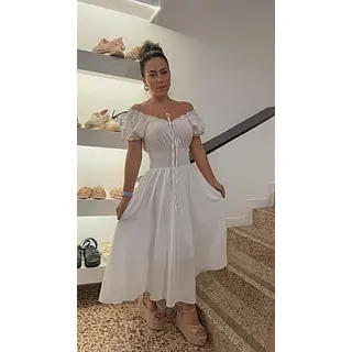 Vestido Blanco Campesina Con Boleros Románticos