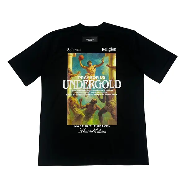 Camiseta Negra Talla L Con Estampado Undergold Pray For Us