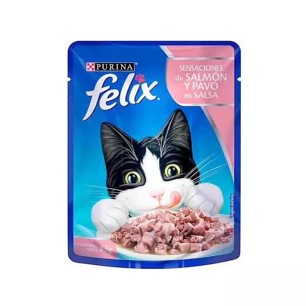 Purina para Gatos Adultos Felix con Sensaciones de Salmón y Pavo de Salsa