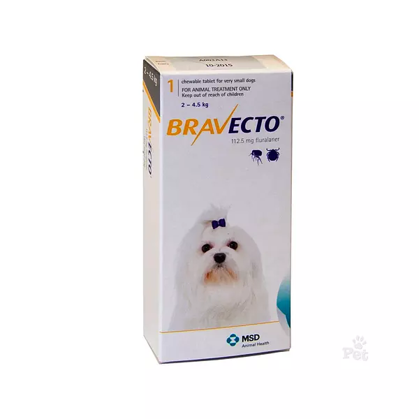 Medicamento Bravecto de Tabletas Masticables para Perros de 2 A 4.5 Kg