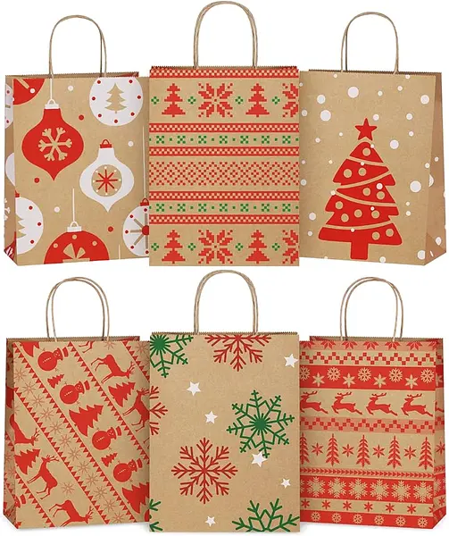Bolsa Regalo Pequeña 18x24 Stdo Navidad Papa-Nieve-Venado