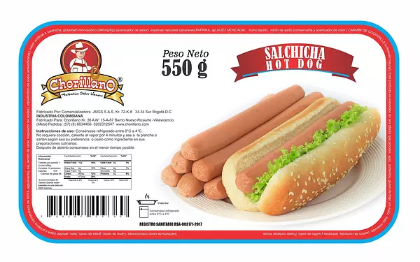 Salchicha Hot Dog Chorillano 550g x 10 Und