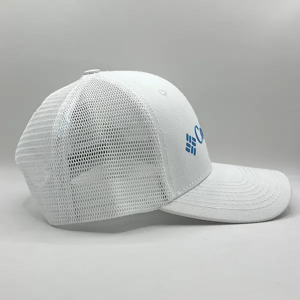 Gorra Columbia Blanca Letras Azul Cielo