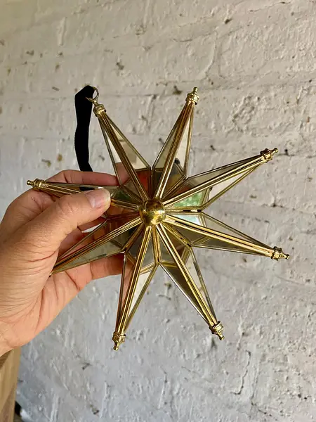 Estrella De 8 Puntas Dorada Con Espejos