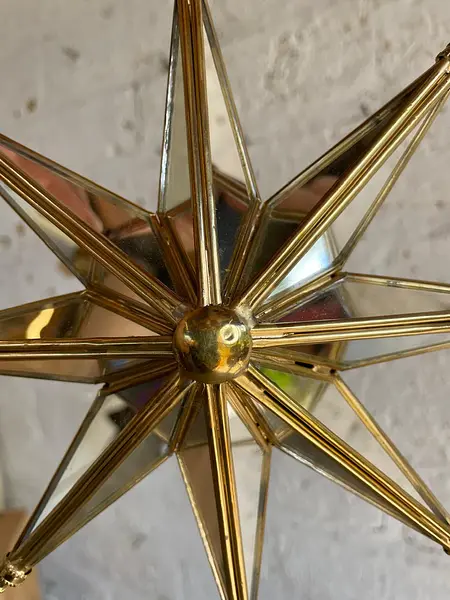 Estrella De 8 Puntas Dorada Con Espejos