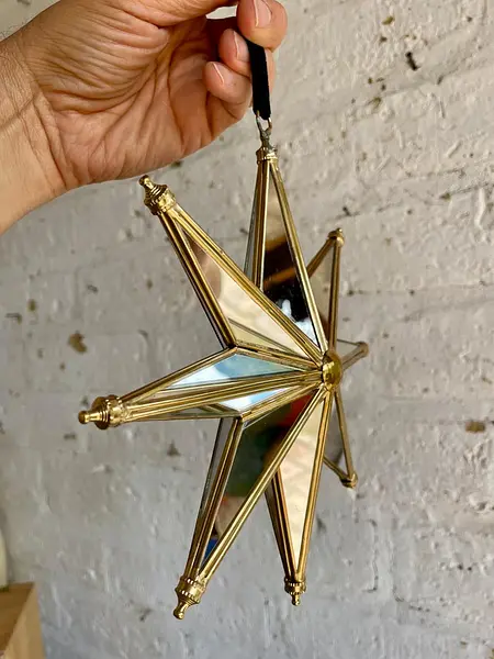 Estrella De 8 Puntas Dorada Con Espejos