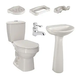 Combo Laguna Con Pedestal Y Griferia Color Bone