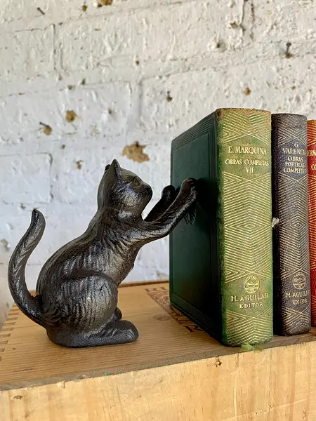 Tranca Libros X 2 Figura De Gato En Hierro Fundido