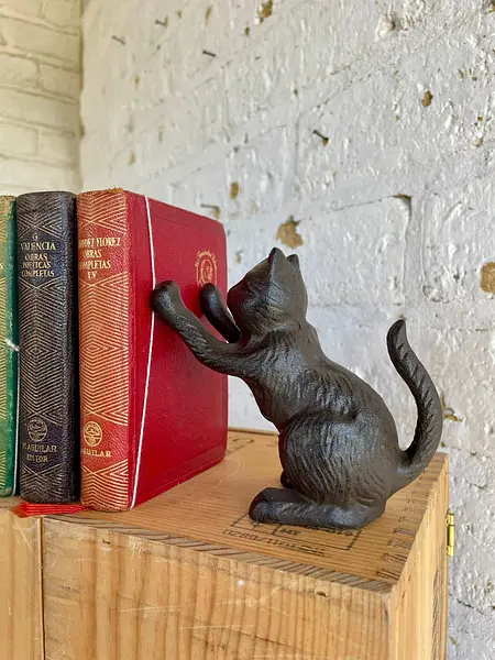 Tranca Libros X 2 Figura De Gato En Hierro Fundido