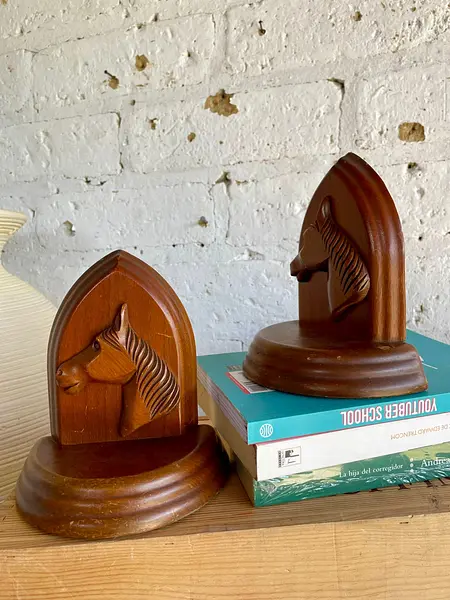 Tranca Libros X 2 Cabeza De Caballo Blecher - U.S.A. 1950