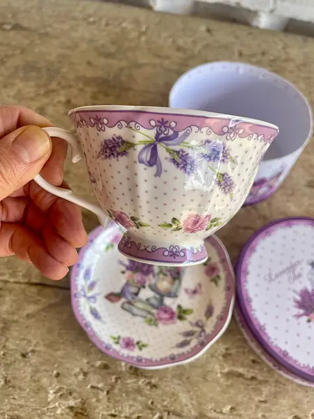 Taza Y Plato De Té Con Motivo De Lavanda
