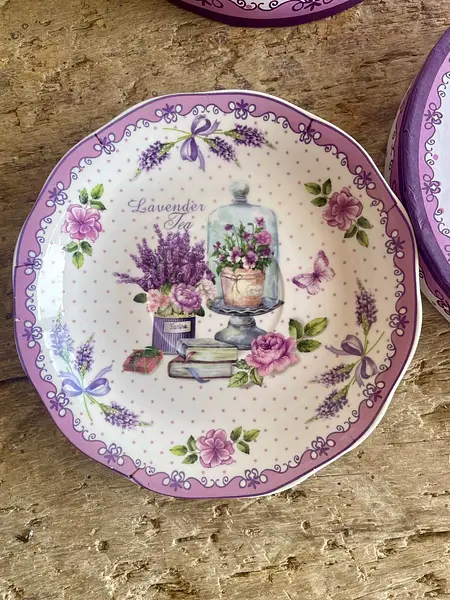 Taza Y Plato De Té Con Motivo De Lavanda