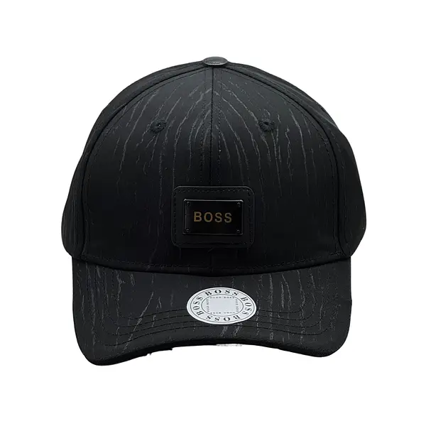Gorra Negra Boss Placa Metálica Atigrada