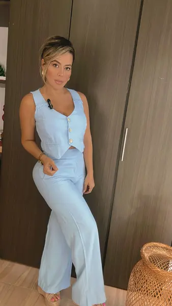 Set Azul Bebé De Chaleco Y Pantalón