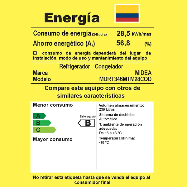 Nevera Midea No Frost 239 Litros Smart Inverter 9346