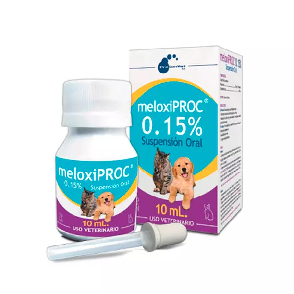 Medicamento Meloxiproc 0.15% para Perro y Gatos de Suspensión Oral. 10 Ml.