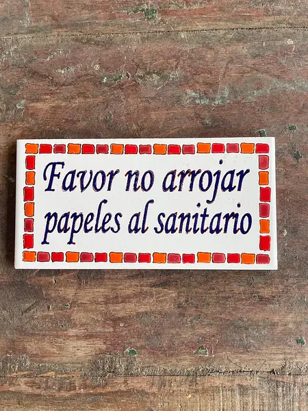 Baldosa Anaranjada Favor No Arrojar Papeles Al Sanitario