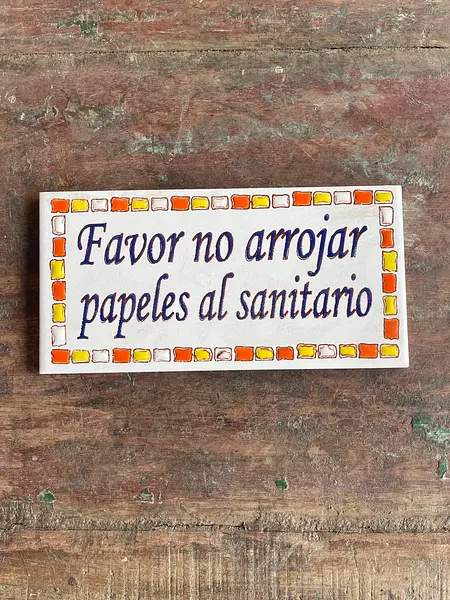 Baldosa Color Cálido Favor No Arrojar Papeles Al Sanitario