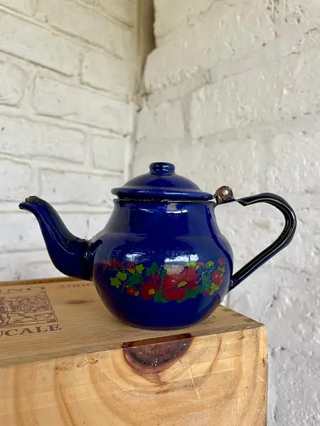 Tetera Mini Esmaltada Con Diseño De Flores - Colombia 1960