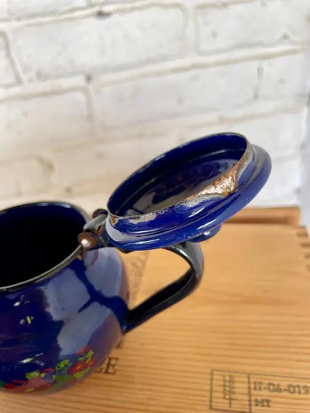 Tetera Mini Esmaltada Con Diseño De Flores - Colombia 1960