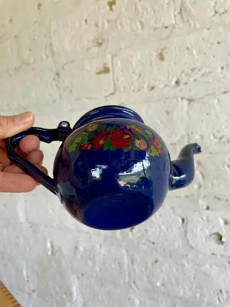 Tetera Mini Esmaltada Con Diseño De Flores - Colombia 1960