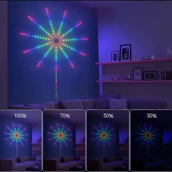 Luz Led Fuegos Artificiales Estrella Control Bluetooth Wifi