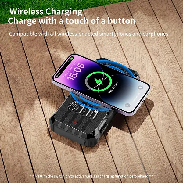 Power Bank Solar Carga Inalambrica 20000 Mah 4 Cables