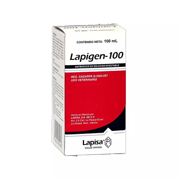 Medicamento Lapigen 100 Antibiotico Solución Inyectable