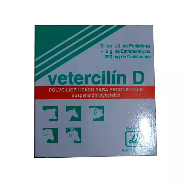 Medicamento Vetercilin D para Control de Dolor, Infección E Inflamación