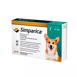 Medicamento Simparica de Tabletas para Perros Entre 10 y 20 Kg