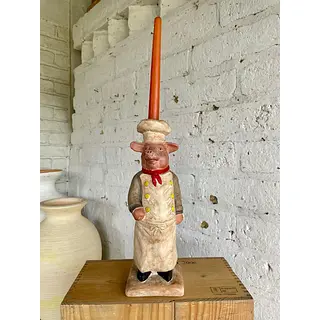 Candelabro Chancho Chef Fleur De Lis - Francia 1995