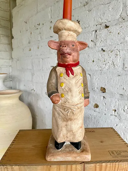 Candelabro Chancho Chef Fleur De Lis - Francia 1995