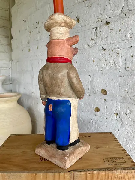 Candelabro Chancho Chef Fleur De Lis - Francia 1995