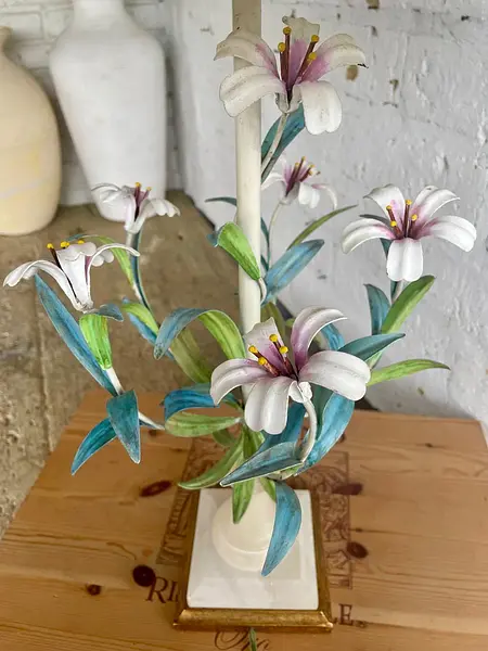 Lámpara Metálica Base En Alabastro Y Madera - Italia 1960