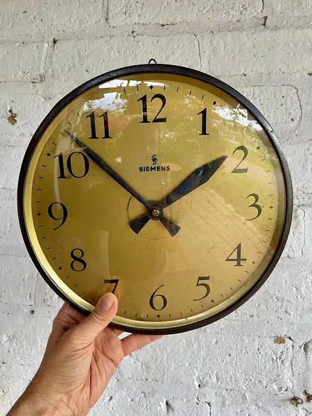 Reloj Siemens De Pilas Estilo Peter Behrens - Alemania 1950