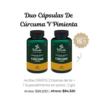 Duo Cápsulas Con Extracto De Cúrcuma Y Pimienta